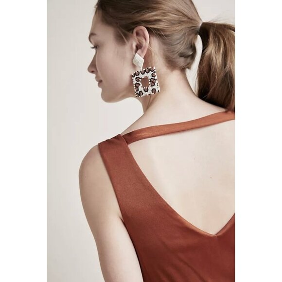 Anthropologie Maeve SizeS  Enchantment Copper Wide Leg Jumpsuit Sleeveless FLAW - Picture 13 of 14